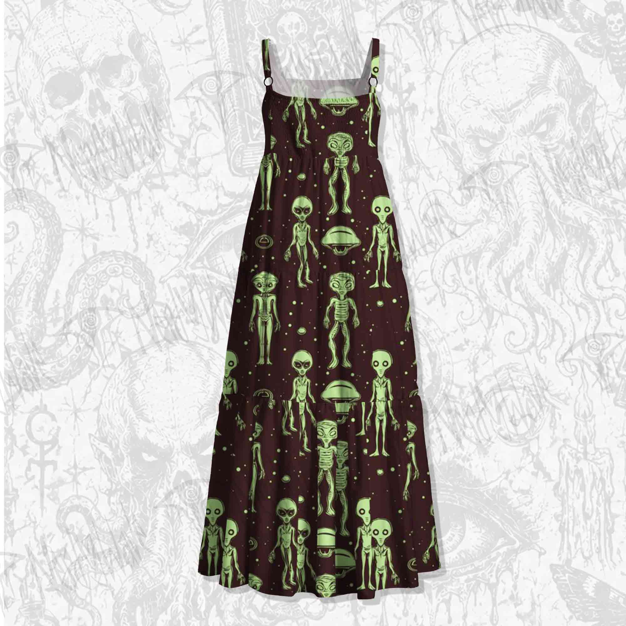 Alien Invasion Wide Straps Maxi Dress