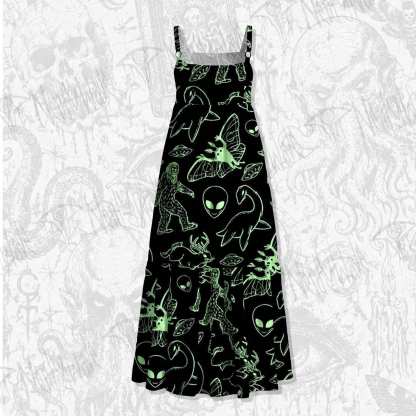 Cryptid Night Wide Straps Maxi Dress