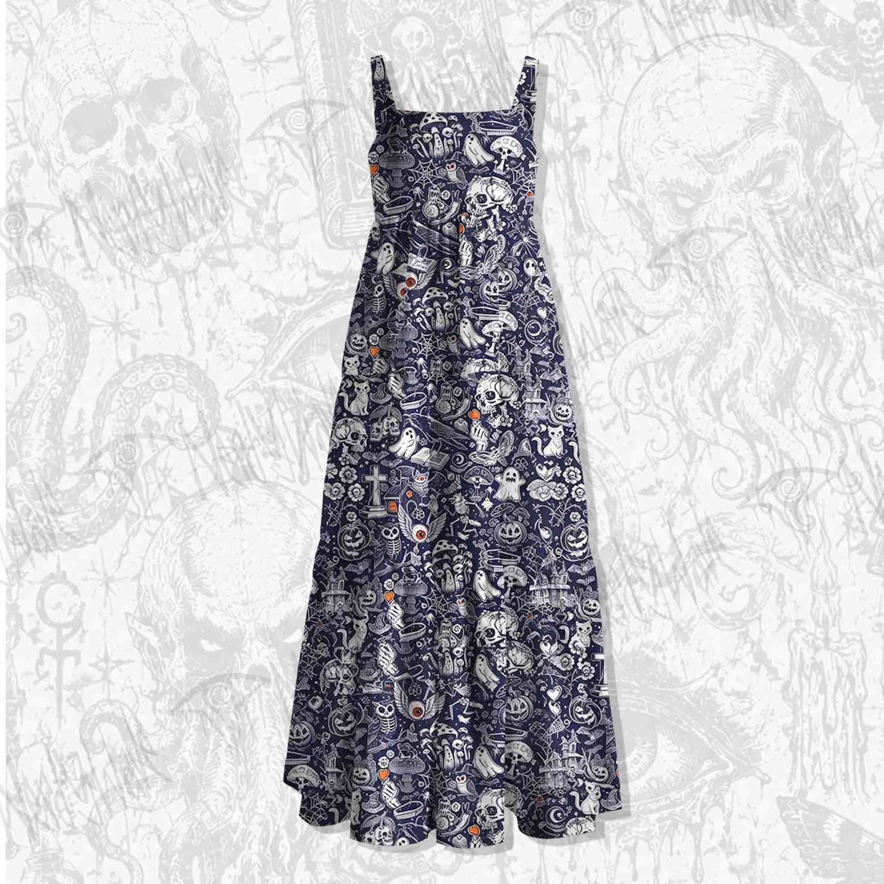 Spooky Carnival Wide Straps Maxi Dress