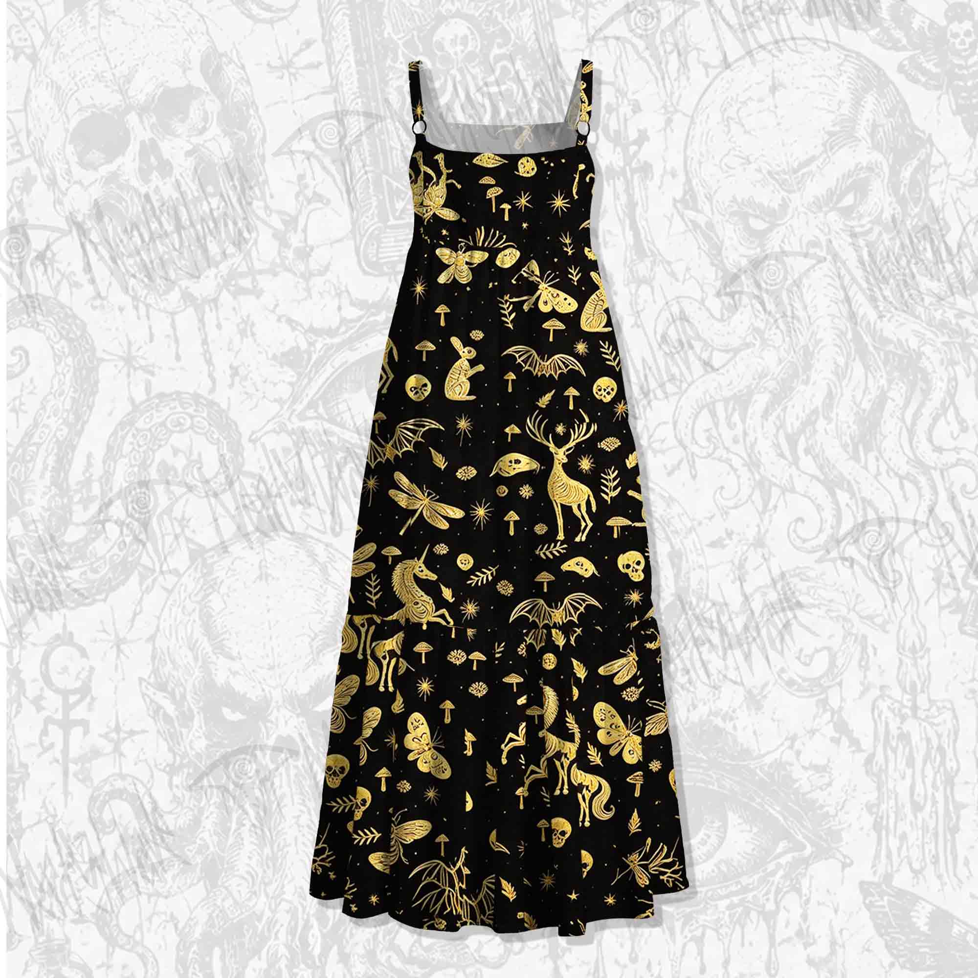 Golden Necropolis Wide Straps Maxi Dress