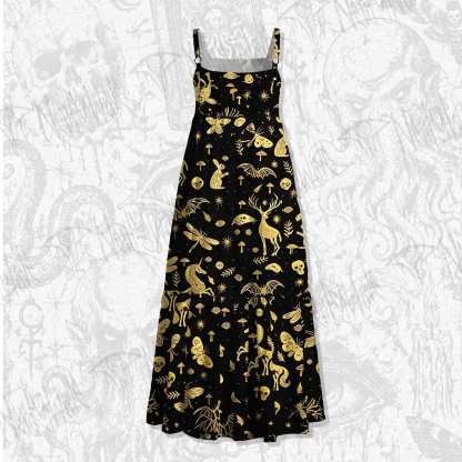 Golden Necropolis Wide Straps Maxi Dress