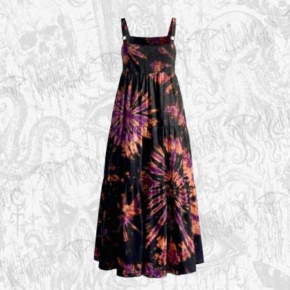 Tie Dye Wide Straps Maxi Dress