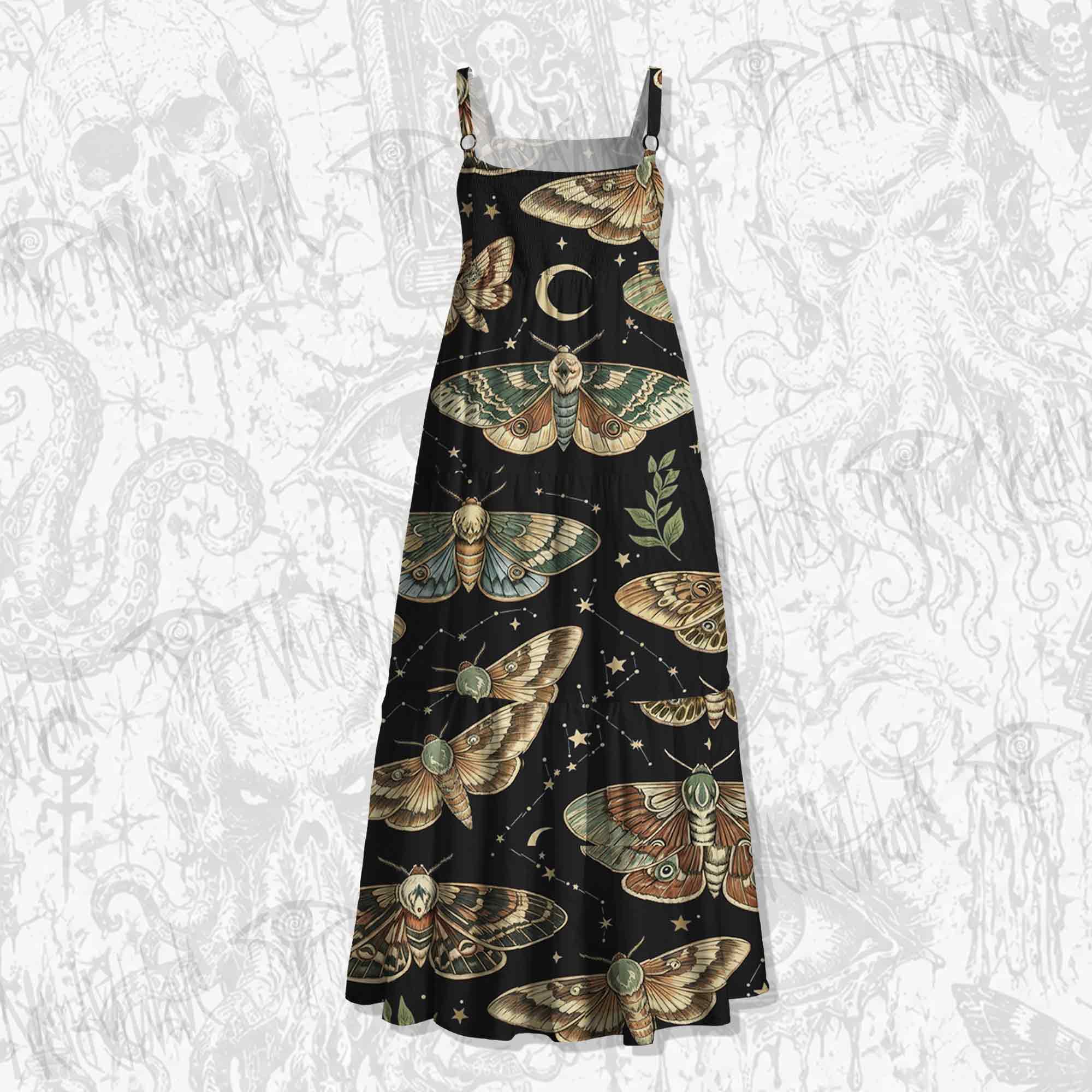Midnight Moth Wide Straps Maxi Dress