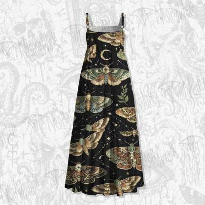 Midnight Moth Wide Straps Maxi Dress