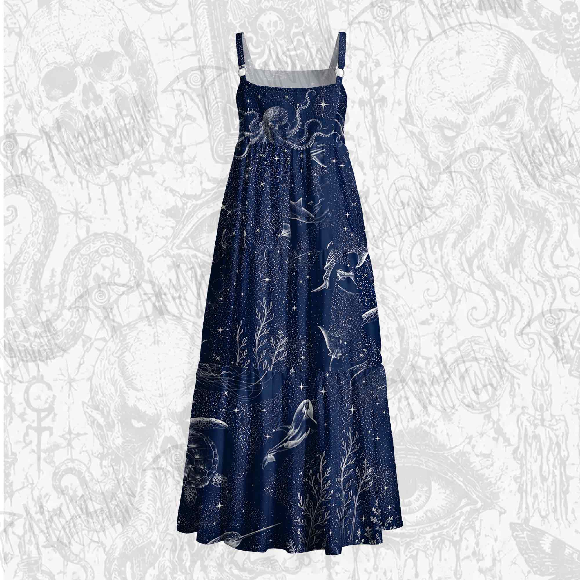 Deep Sea Jellyfish Wide Straps Maxi Dress