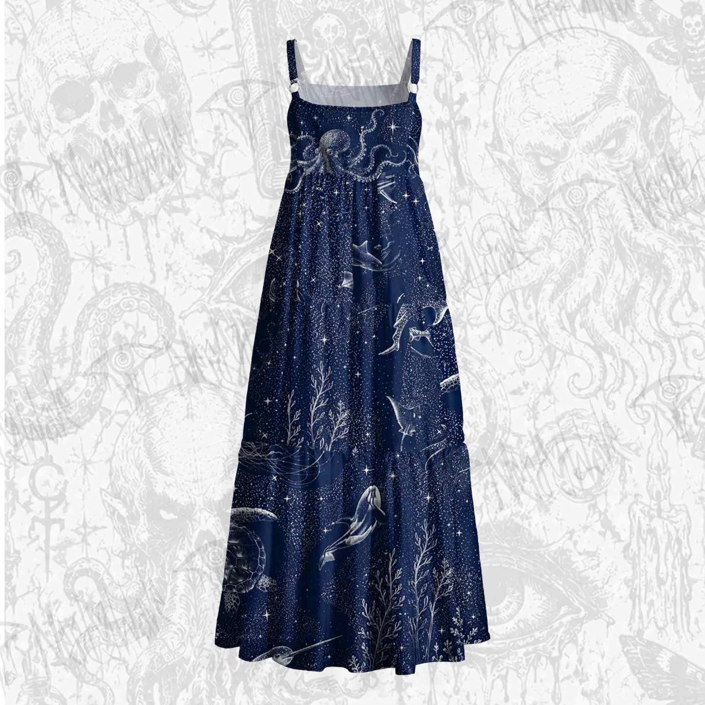 Deep Sea Jellyfish Wide Straps Maxi Dress