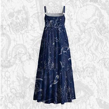 Deep Sea Jellyfish Wide Straps Maxi Dress