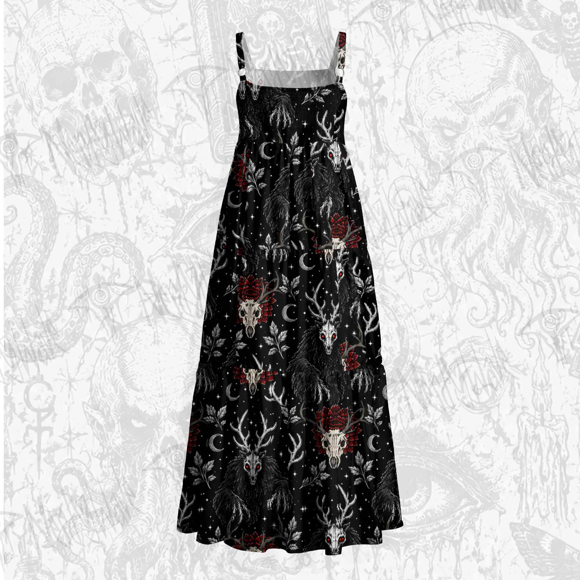 Wendigo Skulls Wide Straps Maxi Dress
