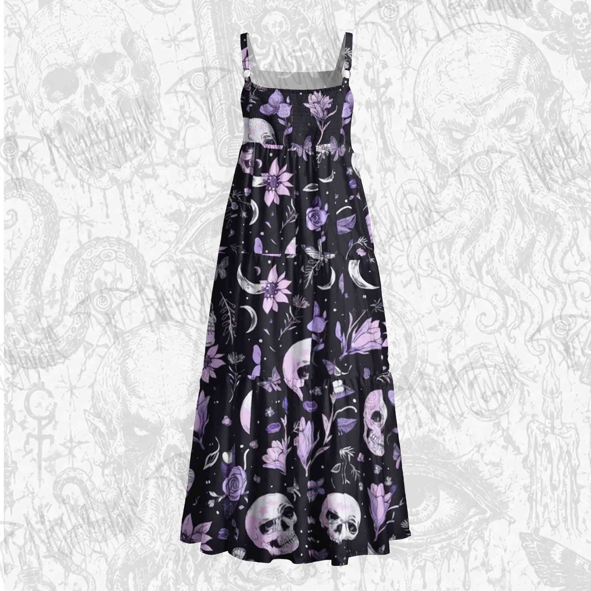 Lavender Skull Wide Straps Maxi Dress