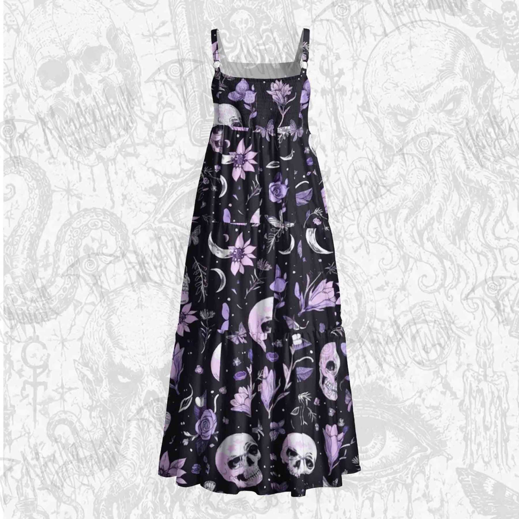 Lavender Skull Wide Straps Maxi Dress