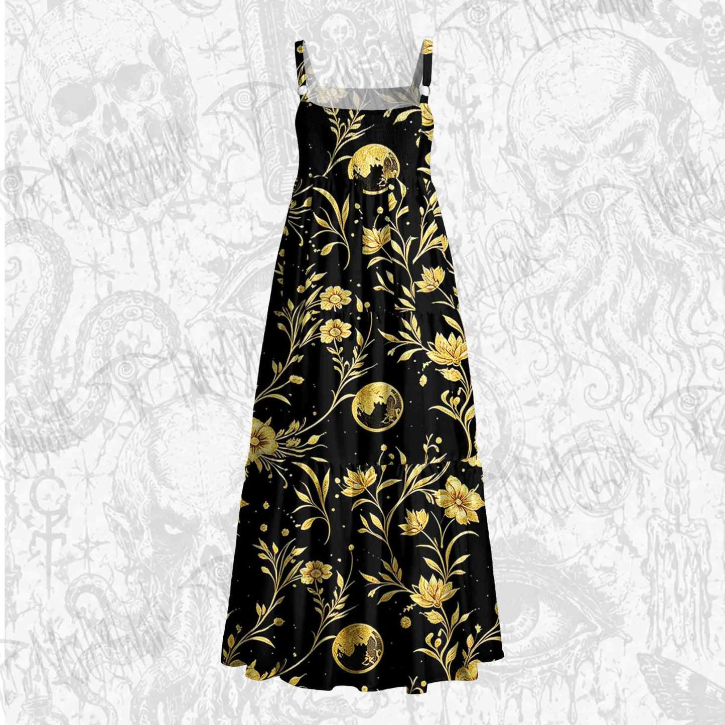 Golden Oracle Wide Straps Maxi Dress