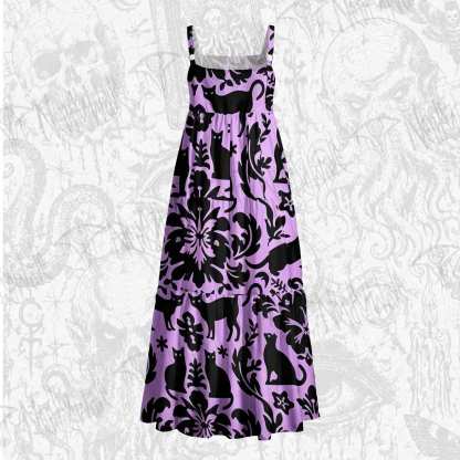 Mystic Felines Wide Straps Maxi Dress