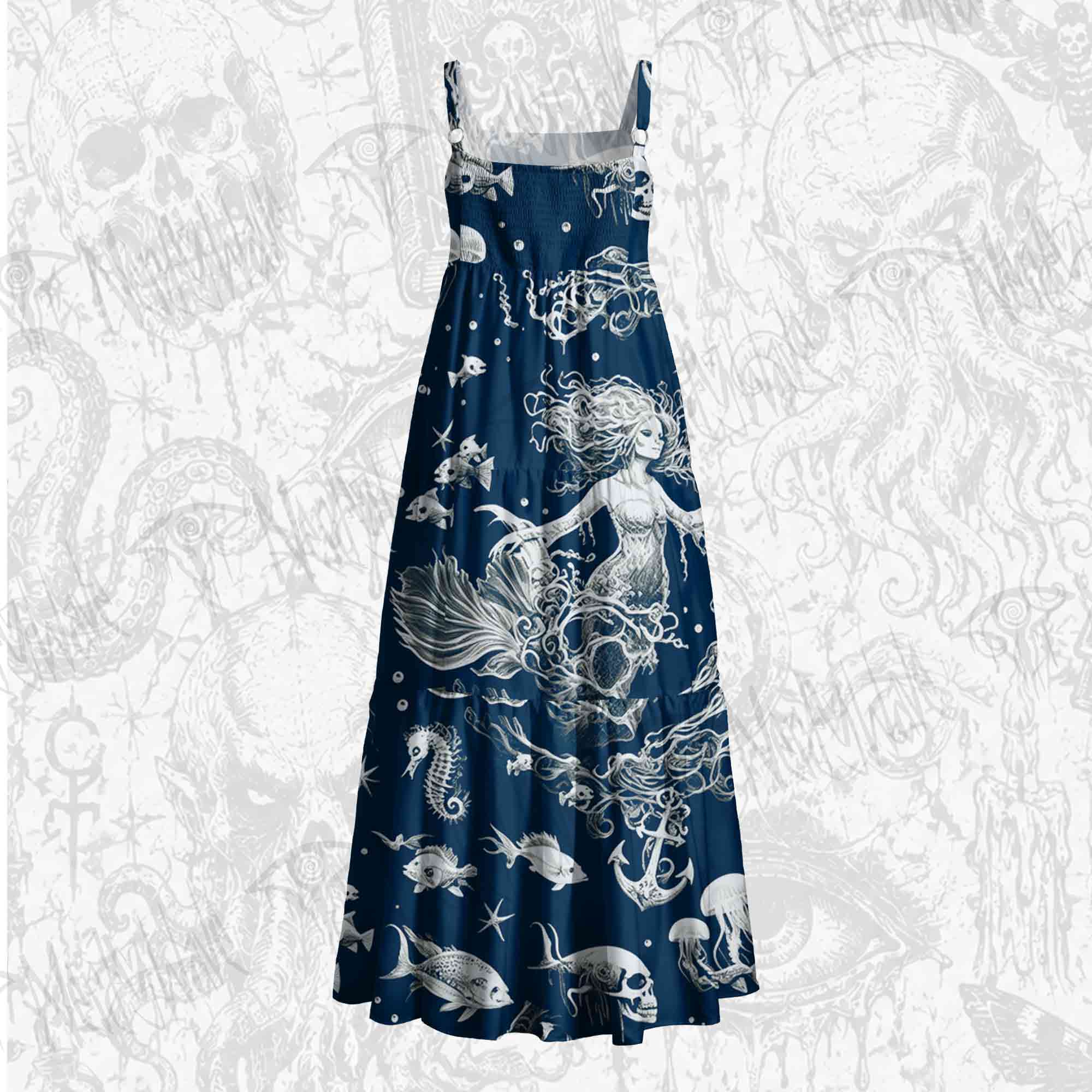 Abyssal Echoes Wide Straps Maxi Dress
