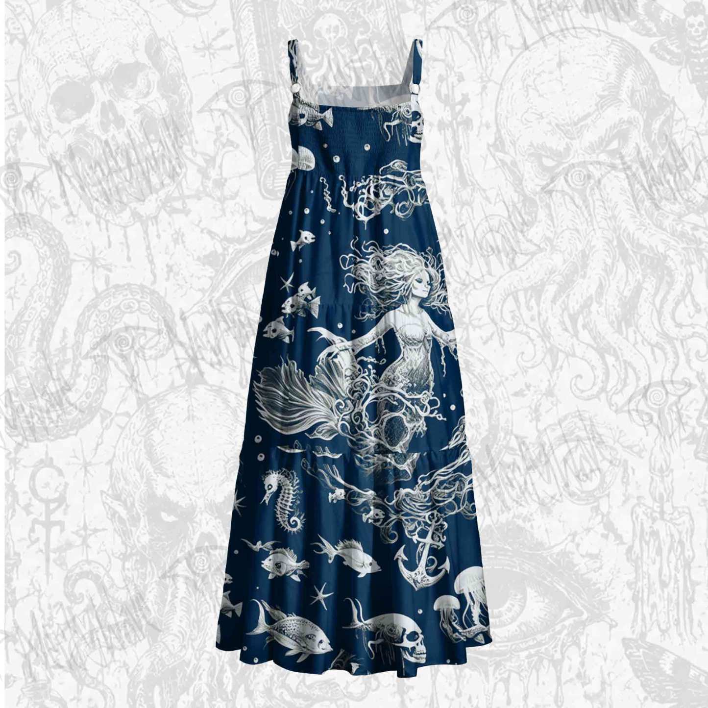 Abyssal Echoes Wide Straps Maxi Dress