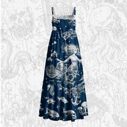 Abyssal Echoes Wide Straps Maxi Dress
