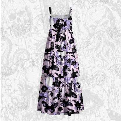 Pastel Goth Skull Wide Straps Maxi Dress