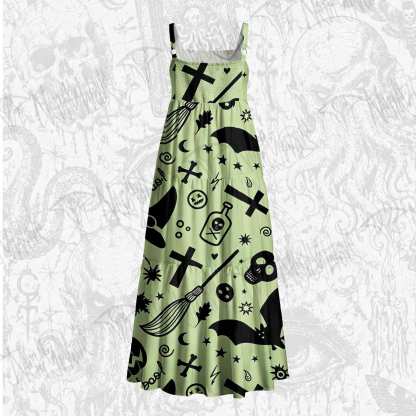 Spooky Scribbles Wide Straps Maxi Dress