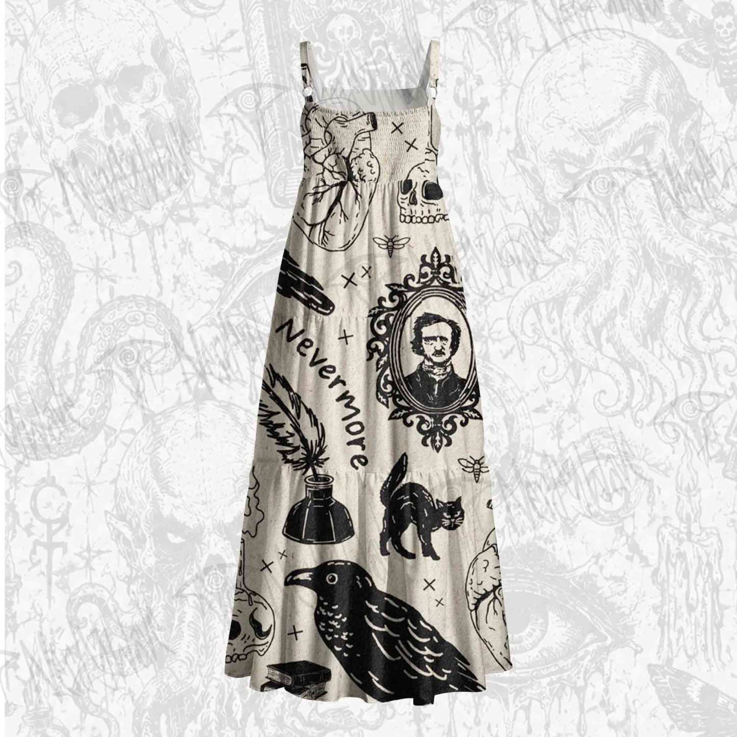 Raven’s Ink Wide Straps Maxi Dress