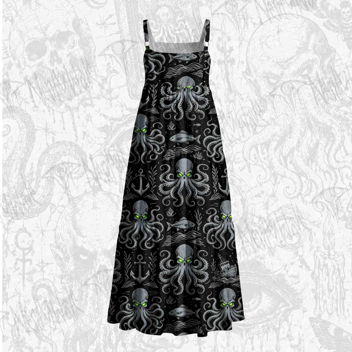 Neon Kraken Wide Straps Maxi Dress