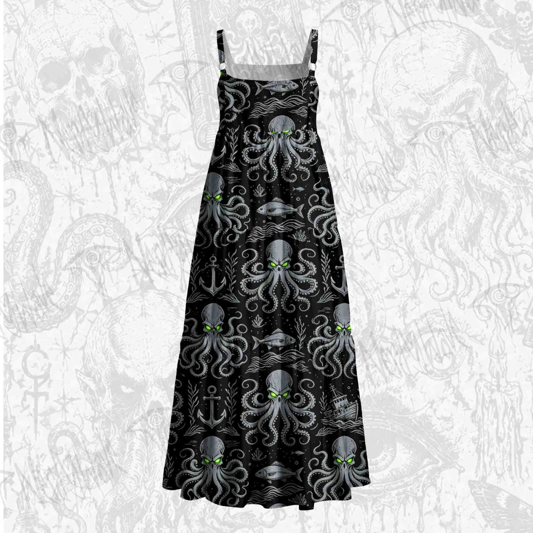 Neon Kraken Wide Straps Maxi Dress