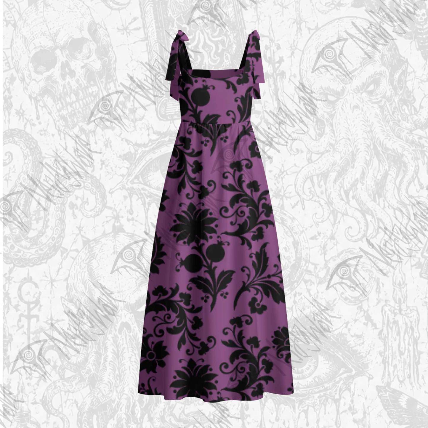 Black Floral Tie Shoulder Maxi Dress