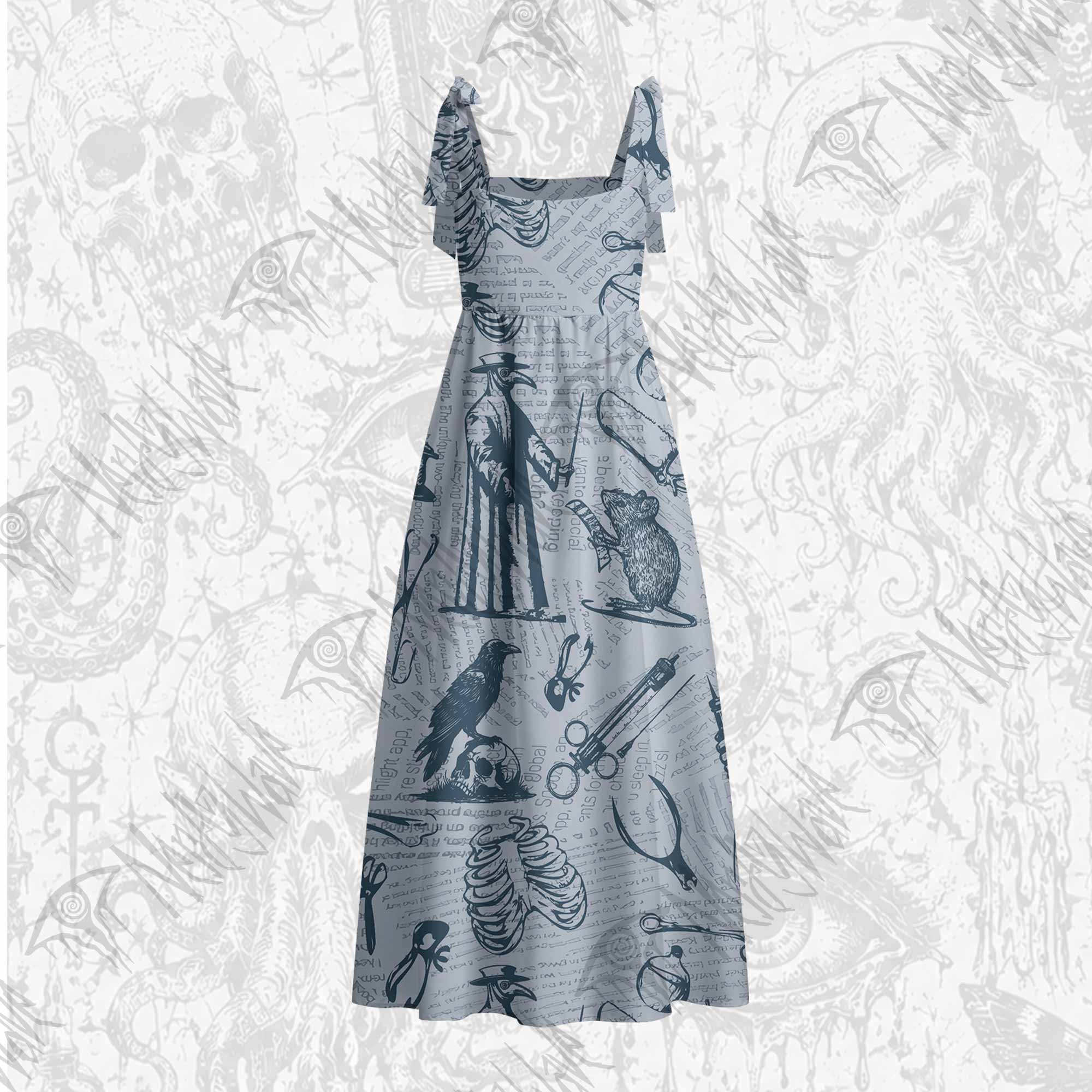 Black Death Tie Shoulder Maxi Dress