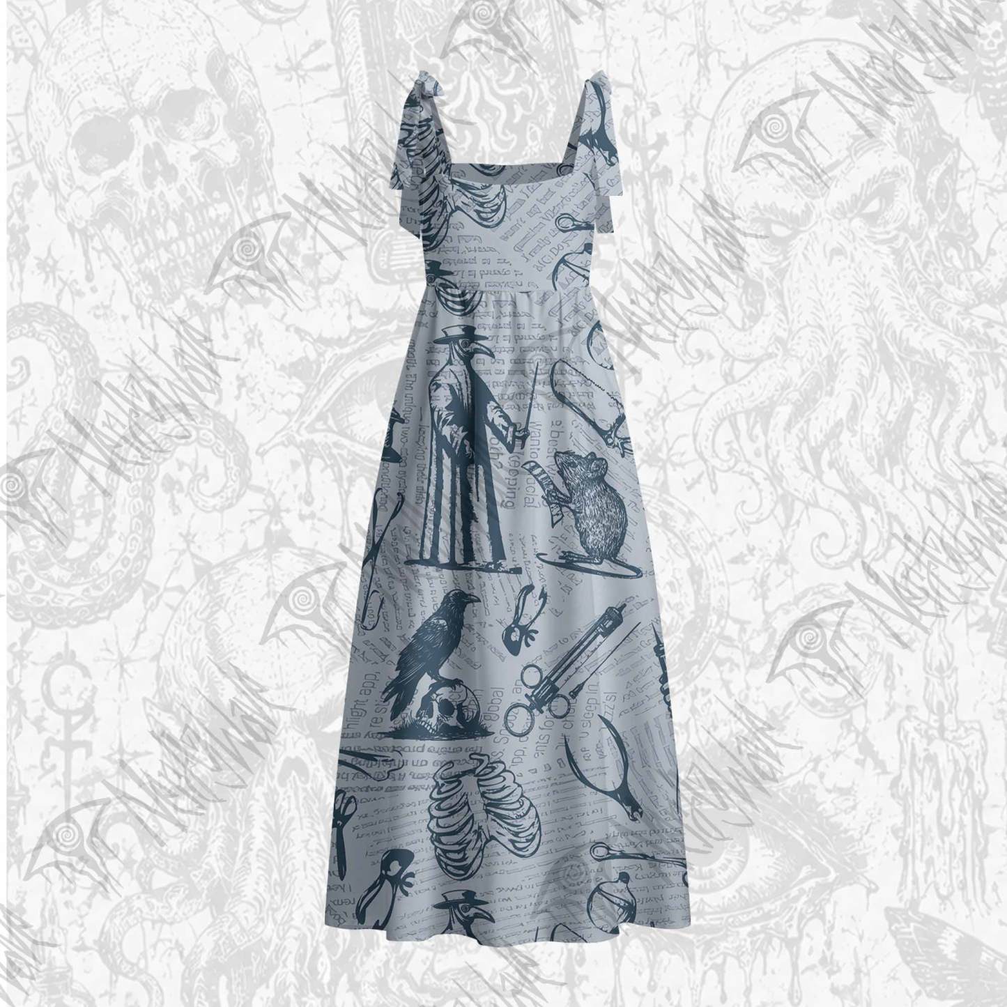 Black Death Tie Shoulder Maxi Dress