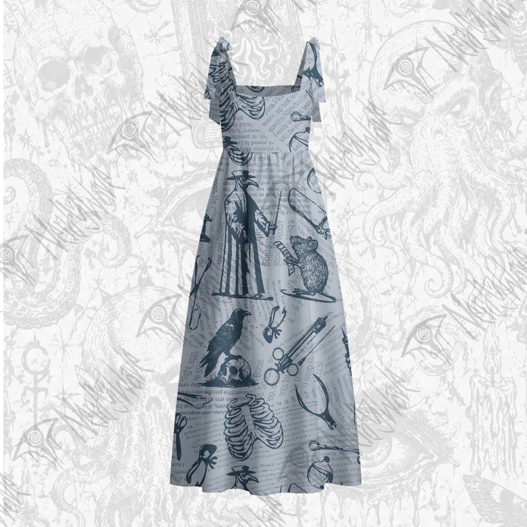 Black Death Tie Shoulder Maxi Dress