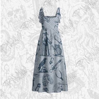 Black Death Tie Shoulder Maxi Dress
