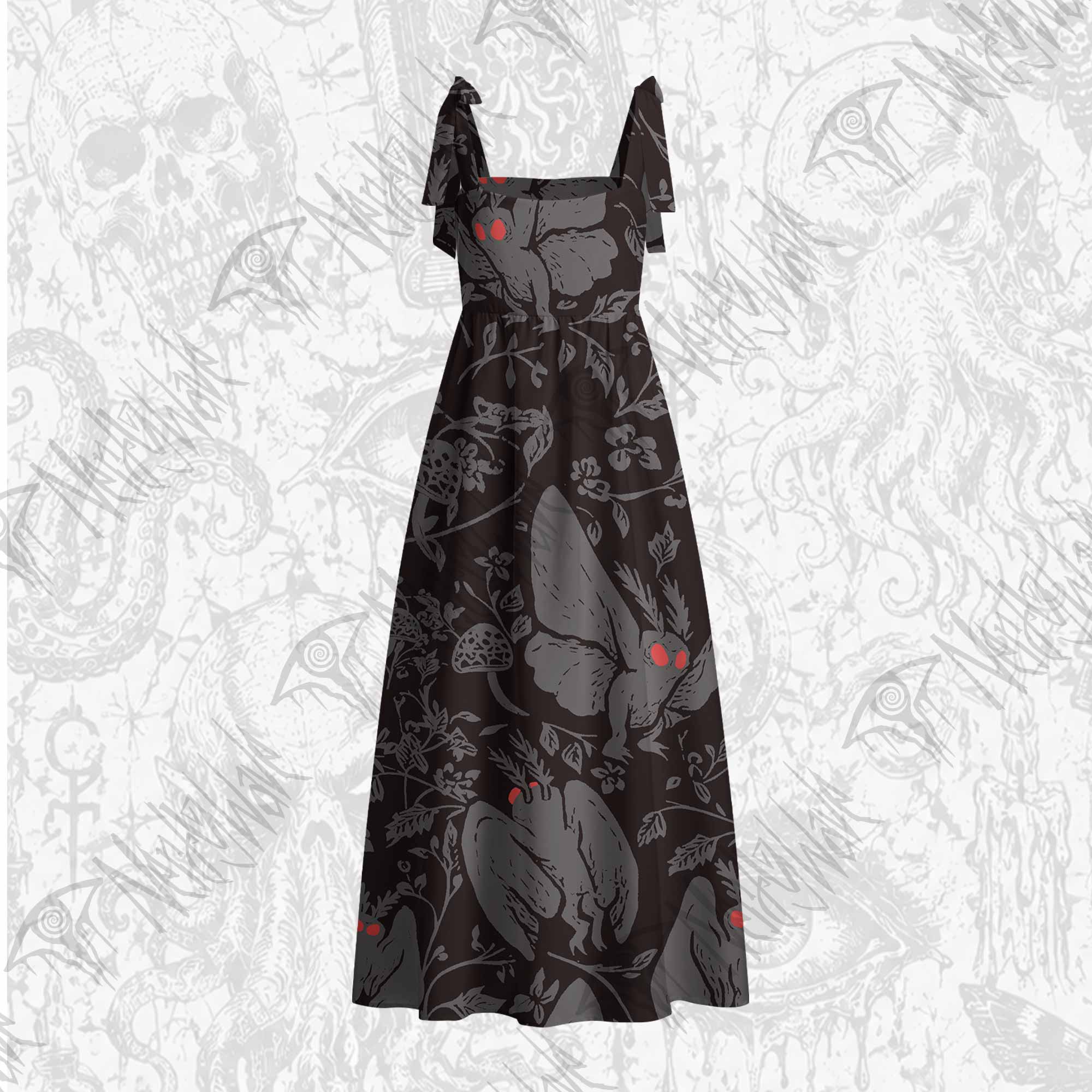 Mothman in the Jungle Tie Shoulder Maxi Dress