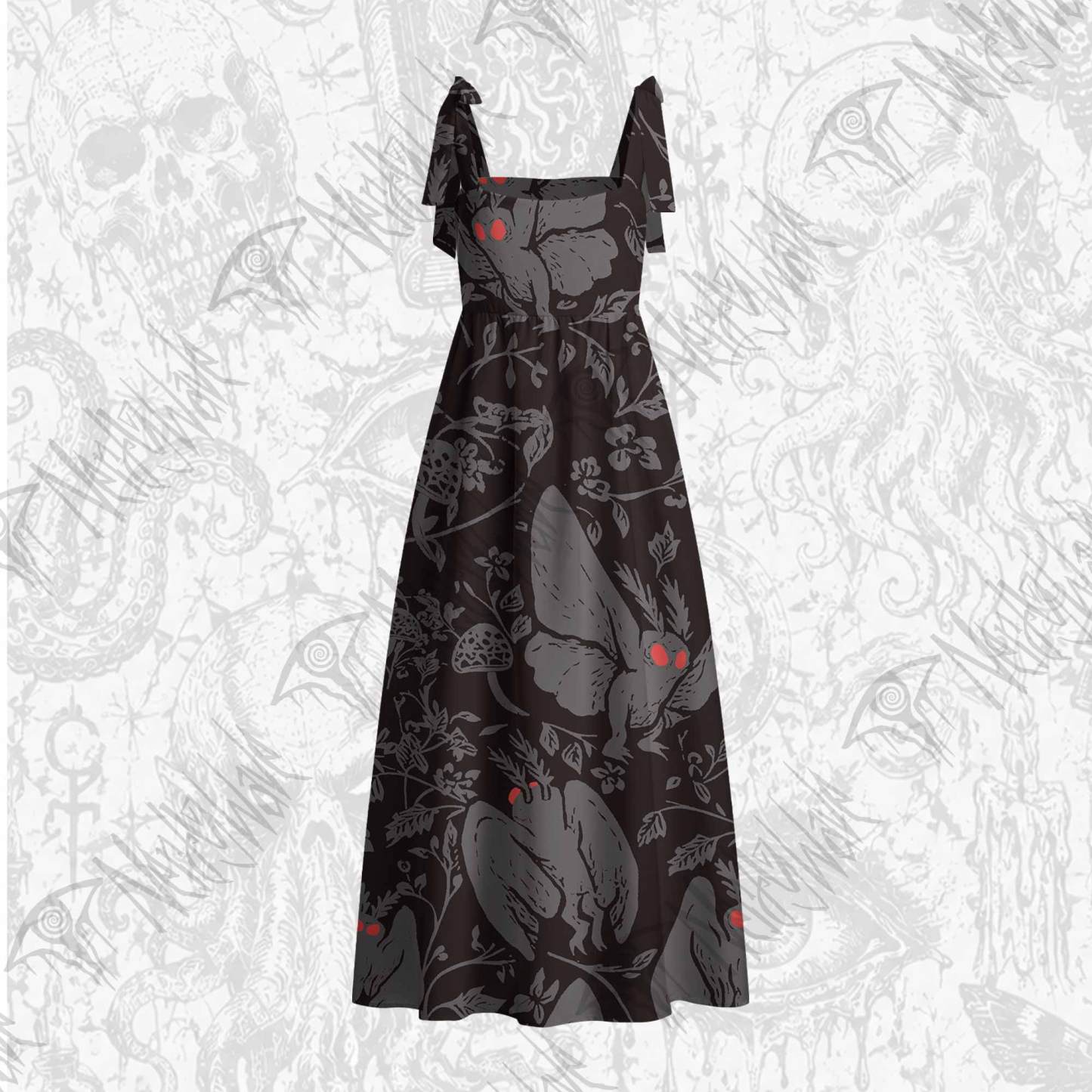 Mothman in the Jungle Tie Shoulder Maxi Dress