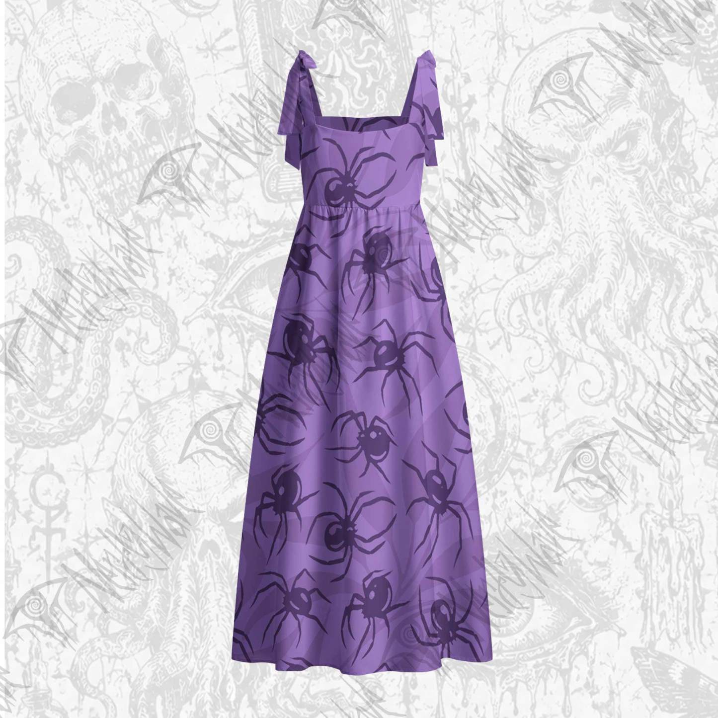 Spiders Tie Shoulder Maxi Dress