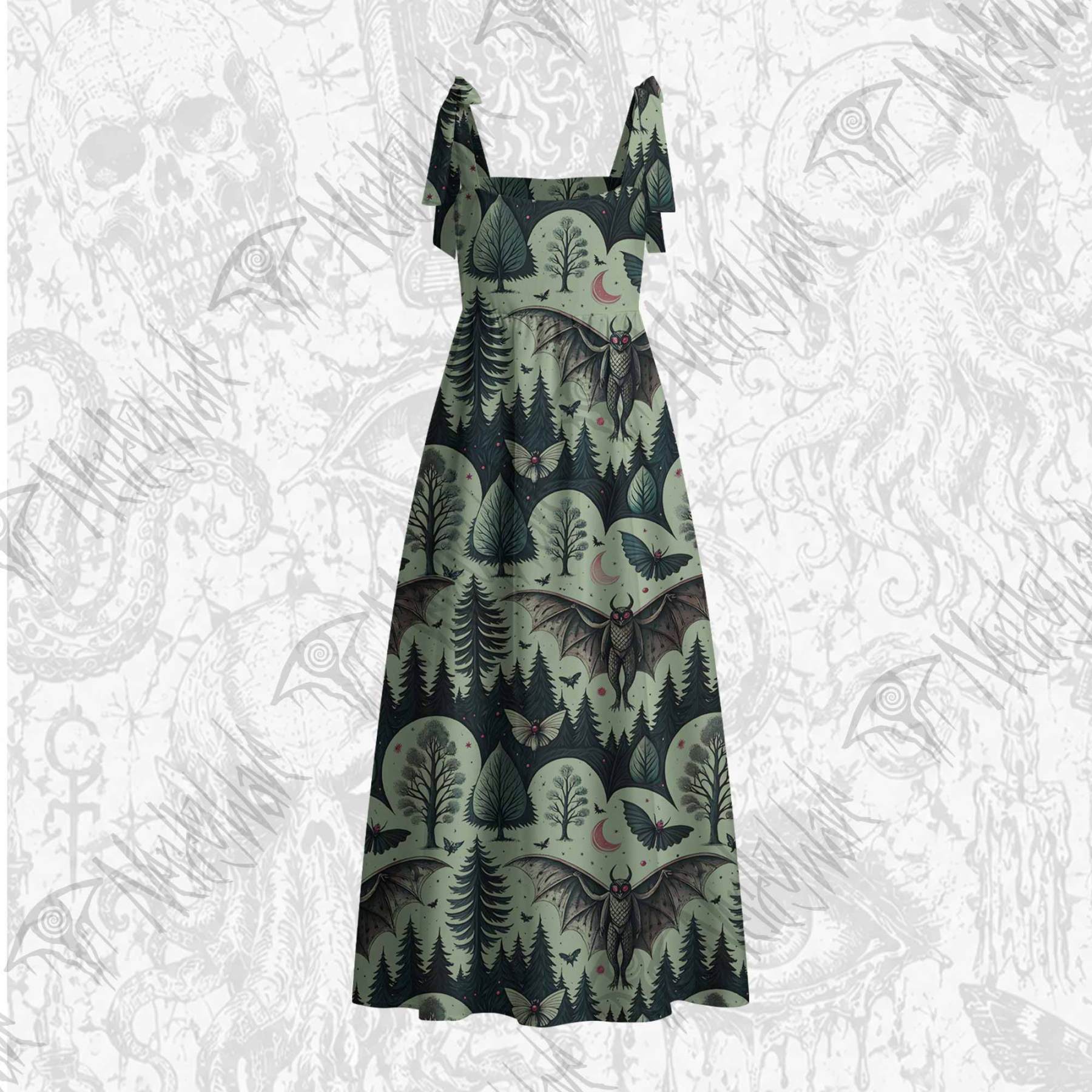 Home of the Mothman Tie Shoulder Maxi Dress