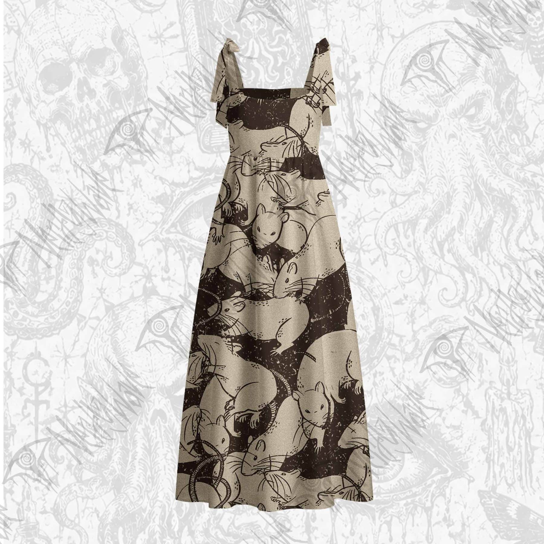 Black Death Tie Shoulder Maxi Dress