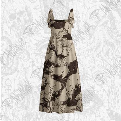 Black Death Tie Shoulder Maxi Dress