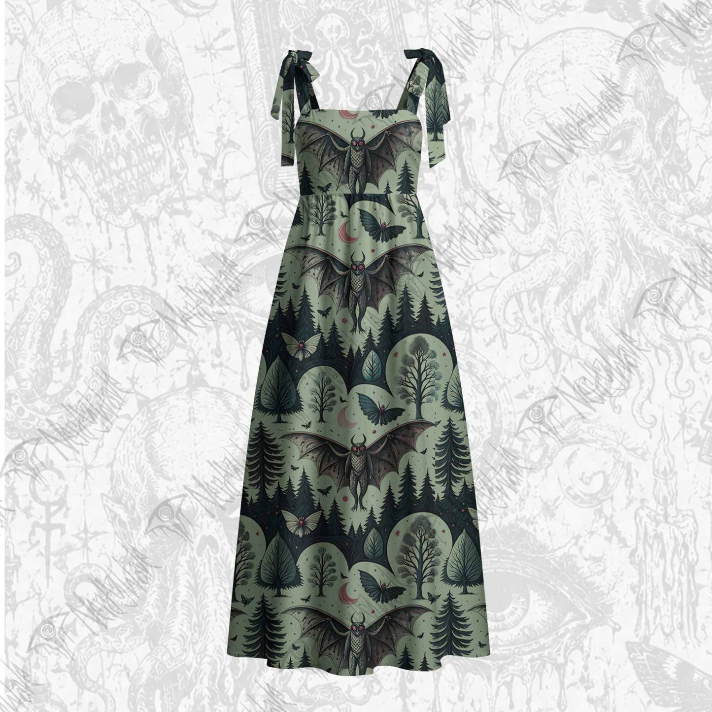 Home of the Mothman Tie Shoulder Maxi Dress