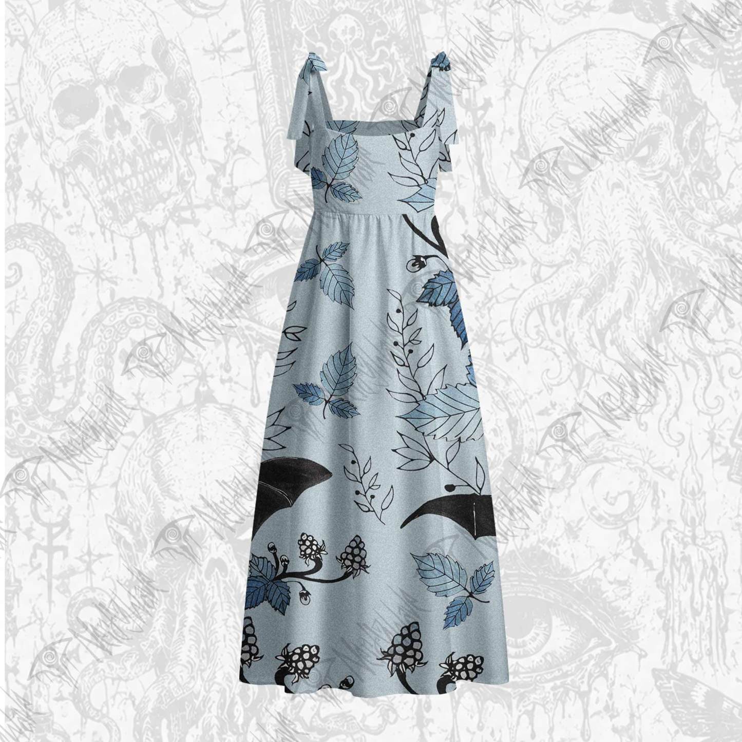 Flying Bats Tie Shoulder Maxi Dress