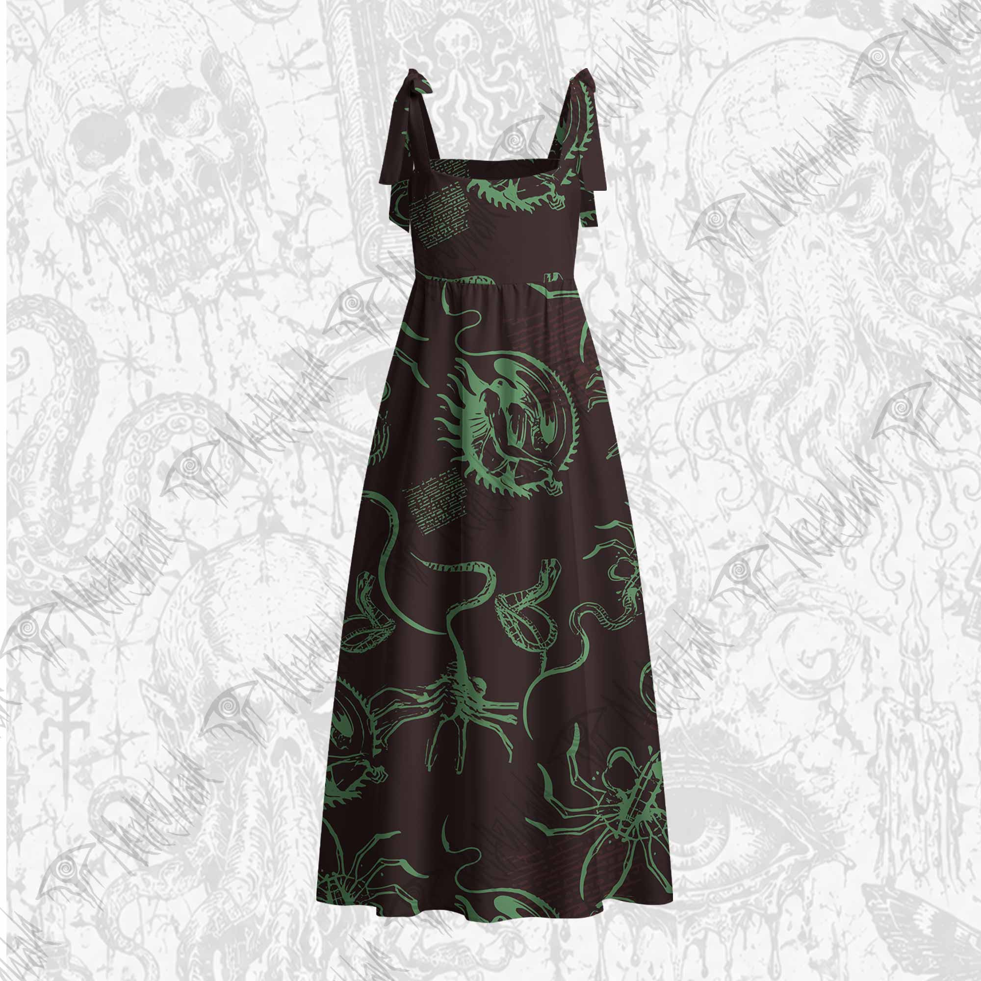 Alien Delivery Guy Tie Shoulder Maxi Dress