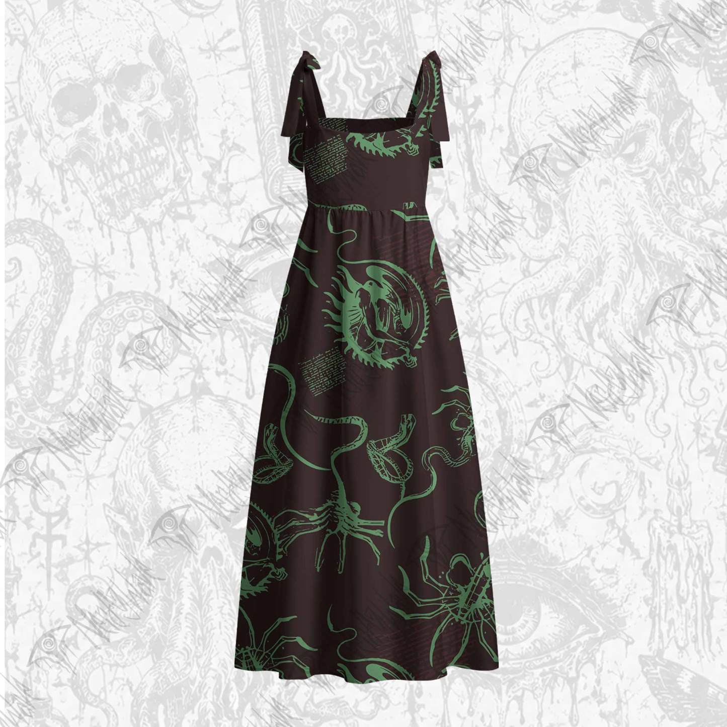 Alien Delivery Guy Tie Shoulder Maxi Dress