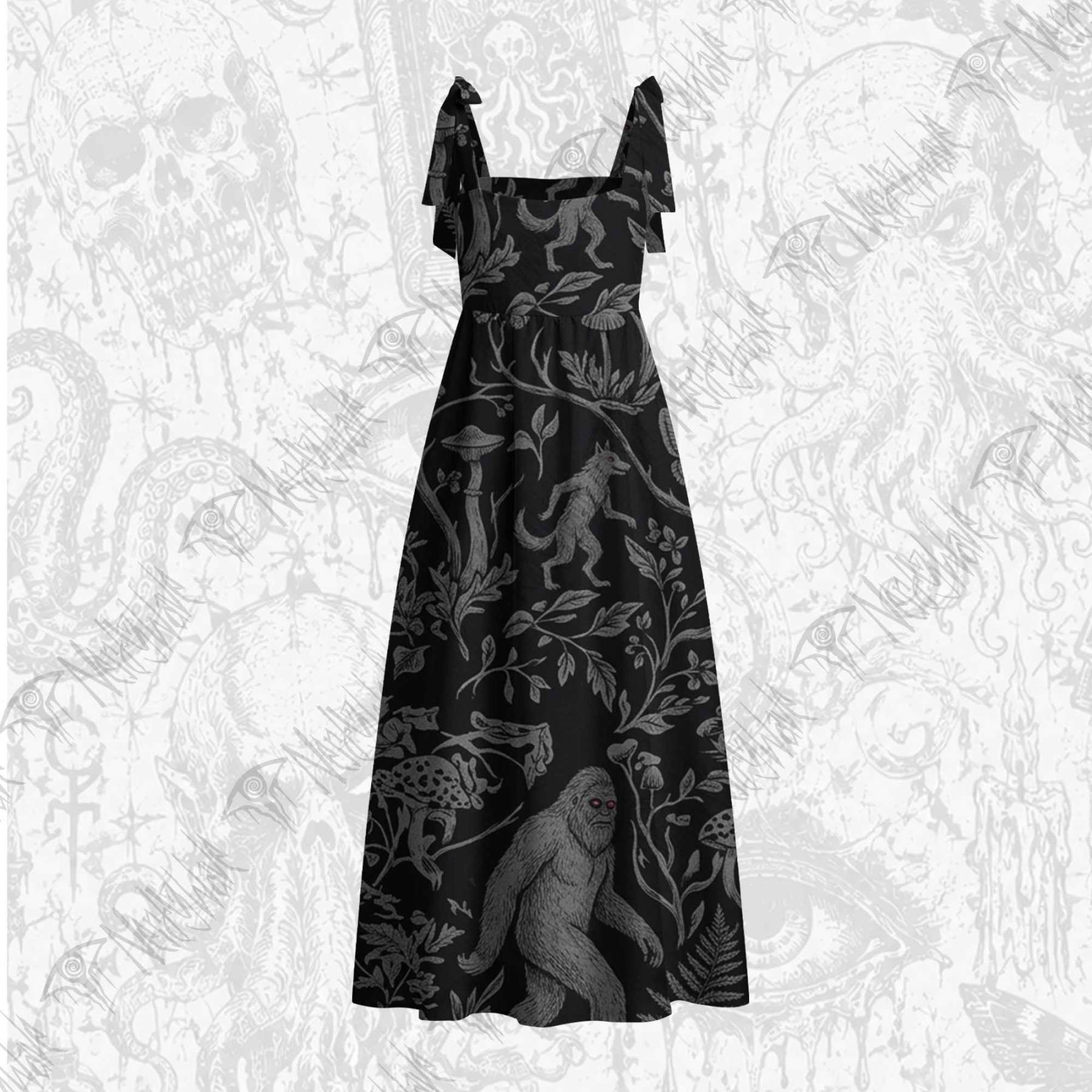 Cryptid Forest Tie Shoulder Maxi Dress