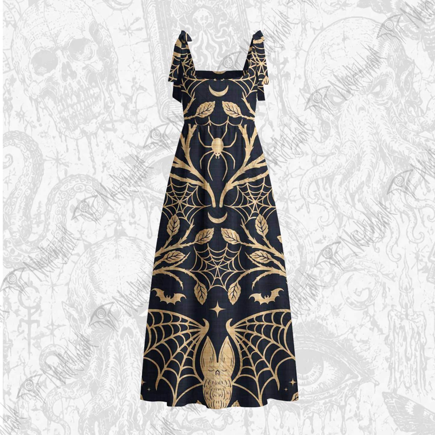 Midnight Manorv Tie Shoulder Maxi Dress