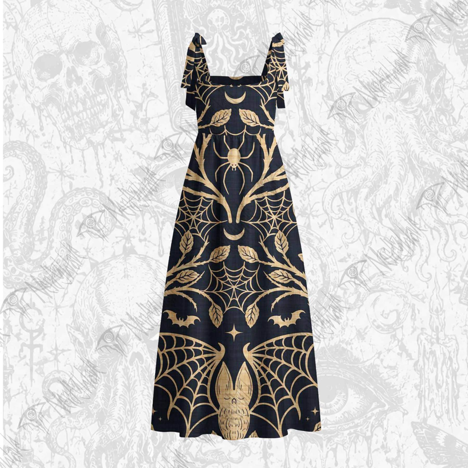 Midnight Manorv Tie Shoulder Maxi Dress