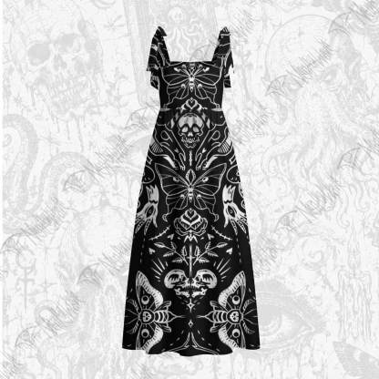 Dark Goth Tie Shoulder Maxi Dress