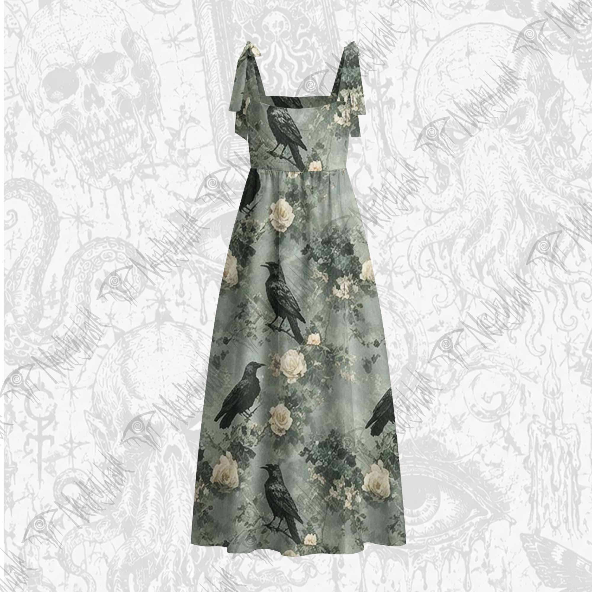 Raven’s Requiem Tie Shoulder Maxi Dress