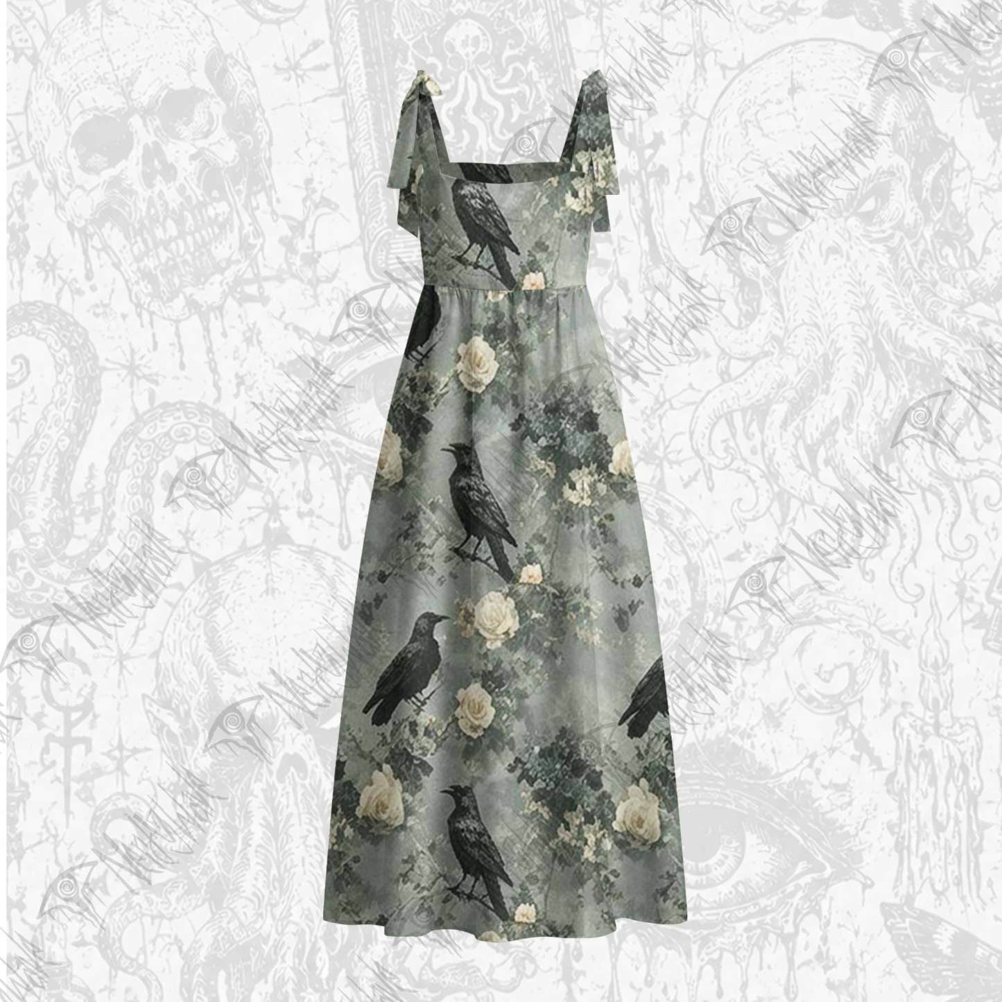 Raven’s Requiem Tie Shoulder Maxi Dress
