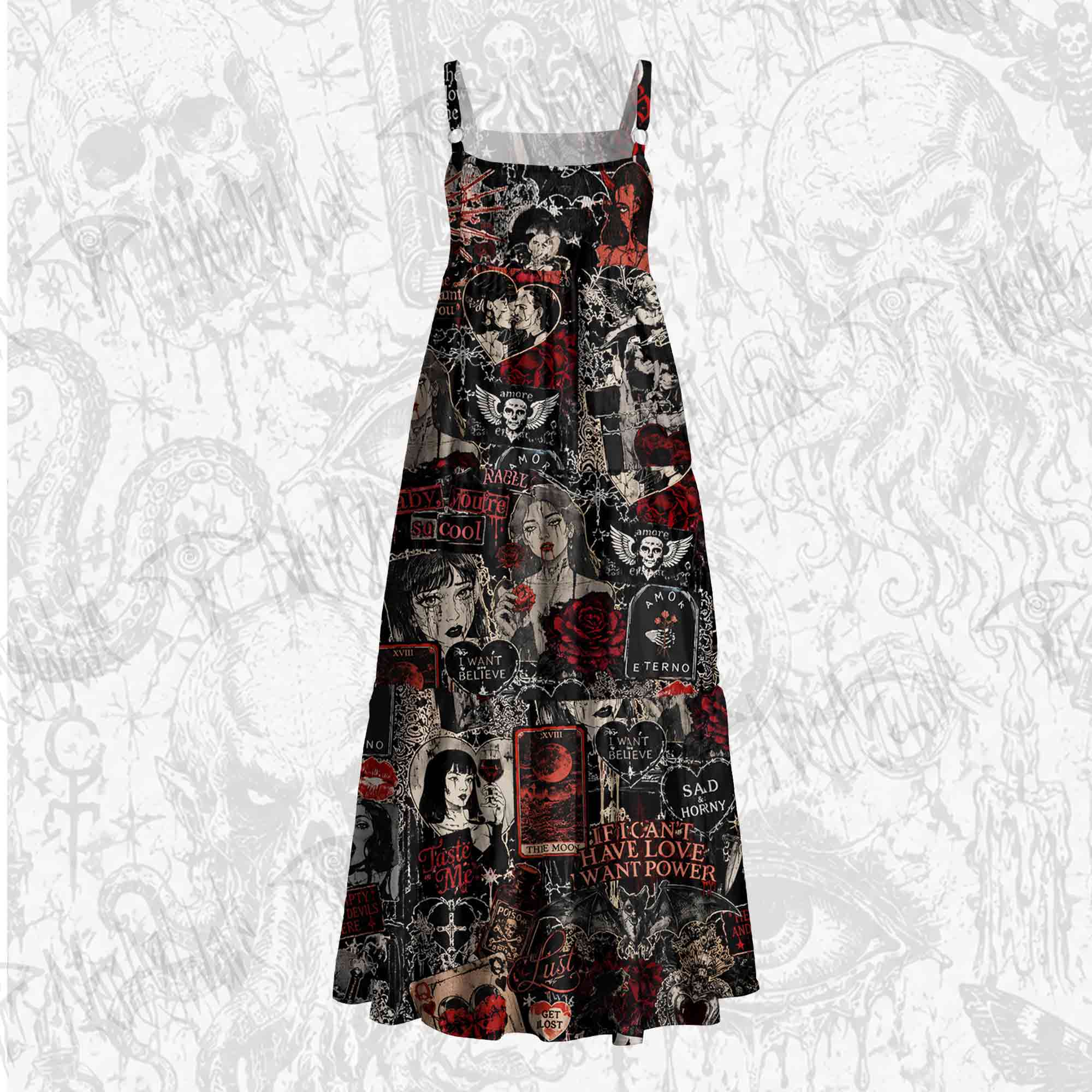 Vintage Stay Spooky Wide Straps Maxi Dress