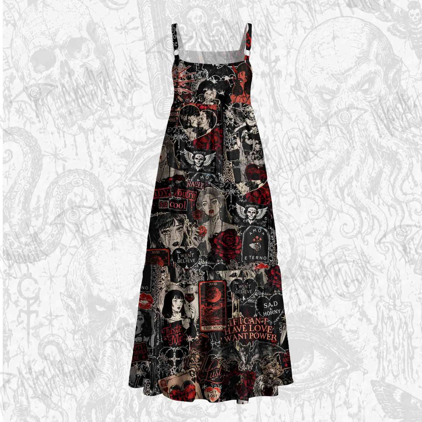 Vintage Stay Spooky Wide Straps Maxi Dress