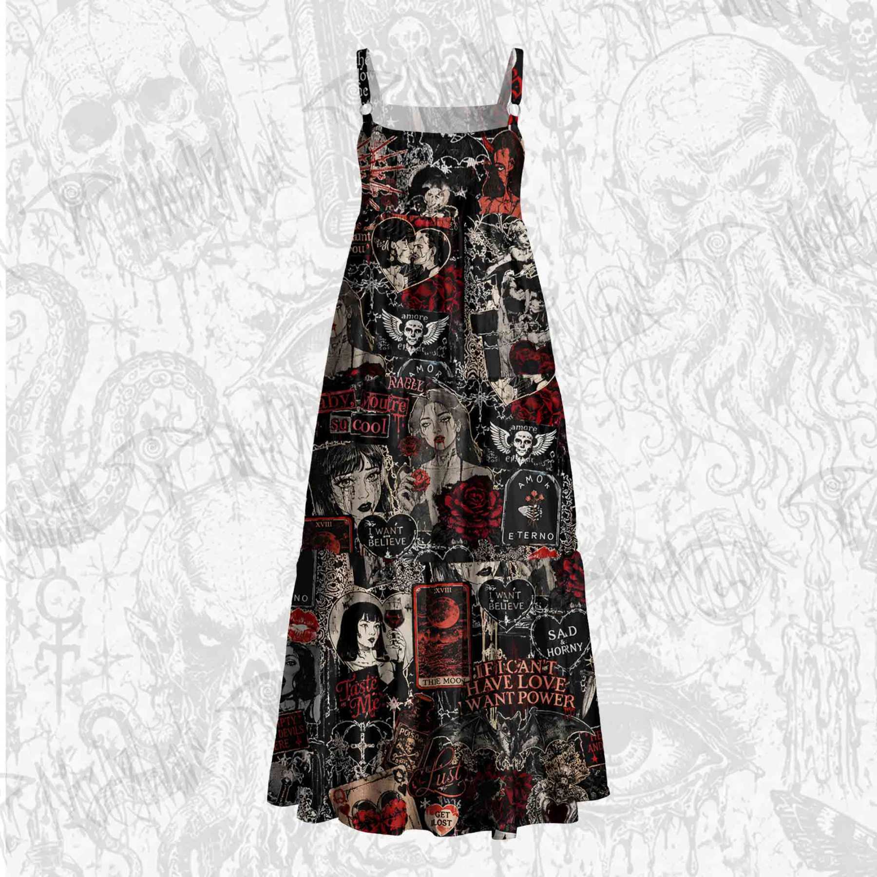 Vintage Stay Spooky Wide Straps Maxi Dress