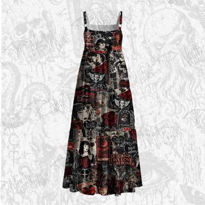 Vintage Stay Spooky Wide Straps Maxi Dress