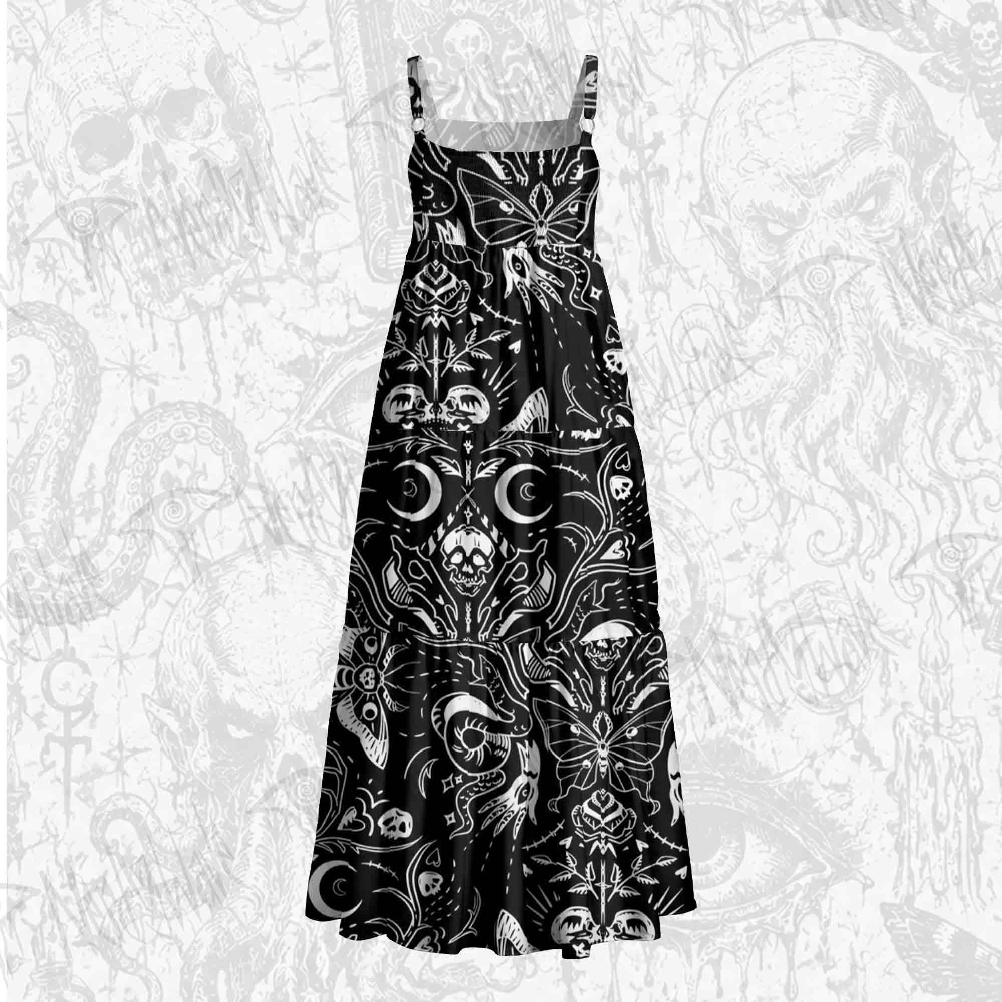 Dark Goth Wide Straps Maxi Dress